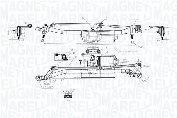 Mécanisme d'essuie glace des phares MAGNETI MARELLI ref. 064352403010