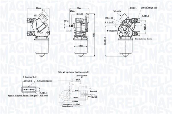 Motor de limpa-vidros MAGNETI MARELLI ref. 064360100010
