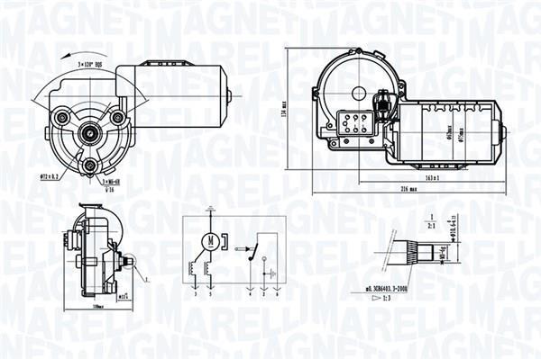 Moteur d'essuie-glace MAGNETI MARELLI ref. 064371800010