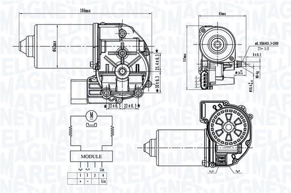 Motor de limpa-vidros MAGNETI MARELLI ref. 064372600010