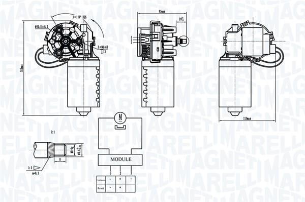 Moteur d'essuie-glace MAGNETI MARELLI ref. 064373300010