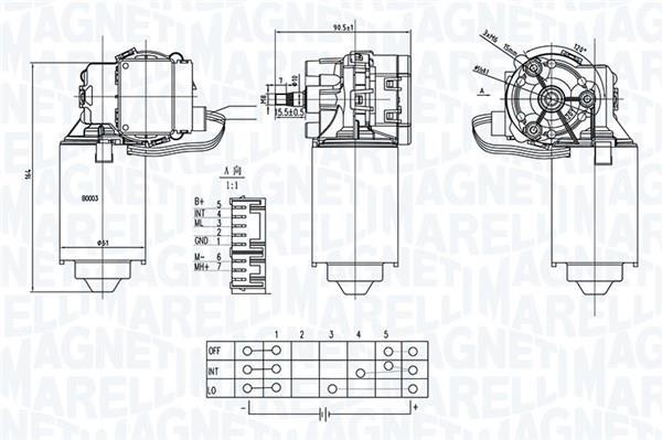 Motor de limpa-vidros MAGNETI MARELLI ref. 064373900010