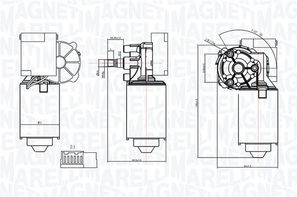 Moteur d'essuie-glace MAGNETI MARELLI ref. 064374300010