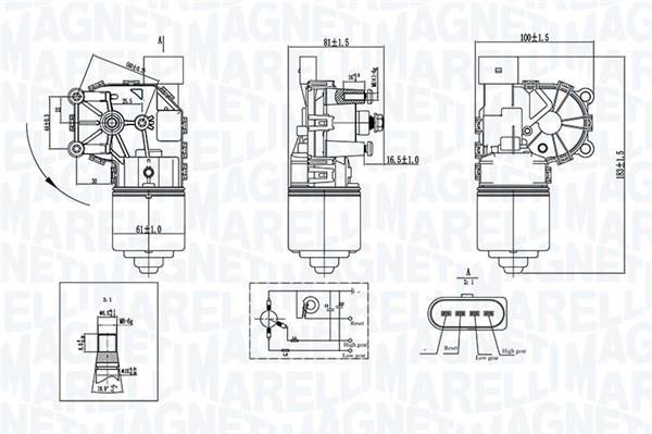 Moteur d'essuie-glace MAGNETI MARELLI ref. 064375200010