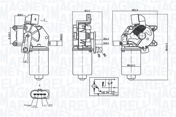 Motor de limpa-vidros MAGNETI MARELLI ref. 064376600010