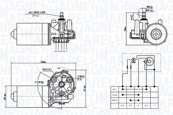 Moteur d'essuie-glace MAGNETI MARELLI ref. 064376800010