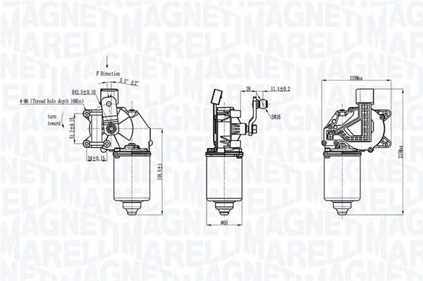 Moteur d'essuie-glace MAGNETI MARELLI ref. 064377300010