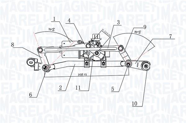 Mécanisme d'essuie glace des phares MAGNETI MARELLI ref. 064377500010