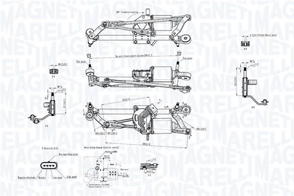 Mécanisme d'essuie glace des phares MAGNETI MARELLI ref. 064351702010