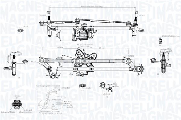 Mécanisme d'essuie glace des phares MAGNETI MARELLI ref. 064351703010
