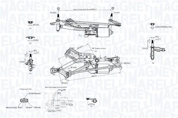 Mécanisme d'essuie glace des phares MAGNETI MARELLI ref. 064351734010