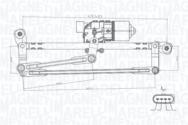 Mécanisme d'essuie glace des phares MAGNETI MARELLI ref. 064351737010