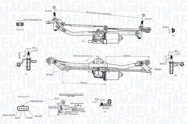 Mécanisme d'essuie glace des phares MAGNETI MARELLI ref. 064351744010