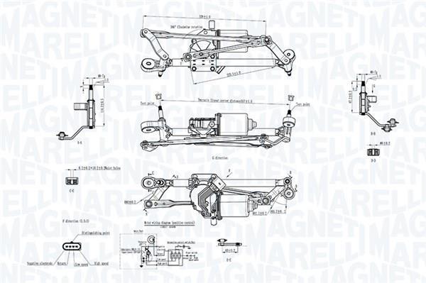 Mécanisme d'essuie glace des phares MAGNETI MARELLI ref. 064351746010