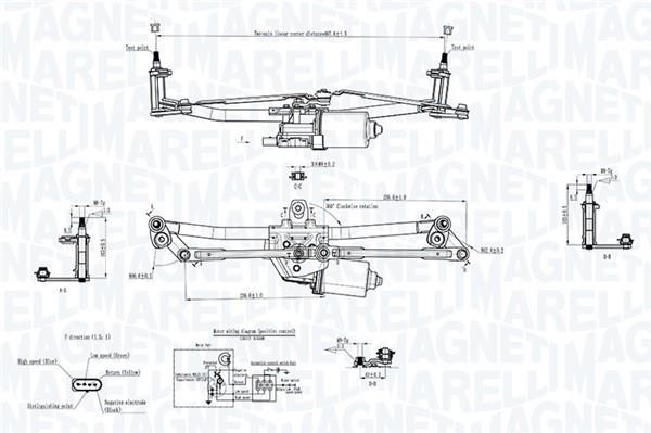 Mécanisme d'essuie glace des phares MAGNETI MARELLI ref. 064351747010