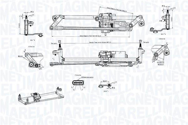 Mécanisme d'essuie glace des phares MAGNETI MARELLI ref. 064351748010