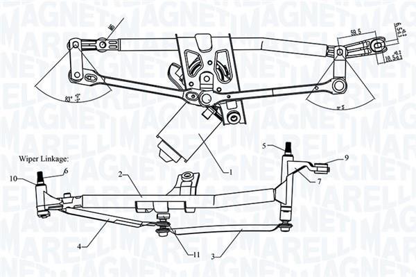 Mécanisme d'essuie glace des phares MAGNETI MARELLI ref. 064351752010