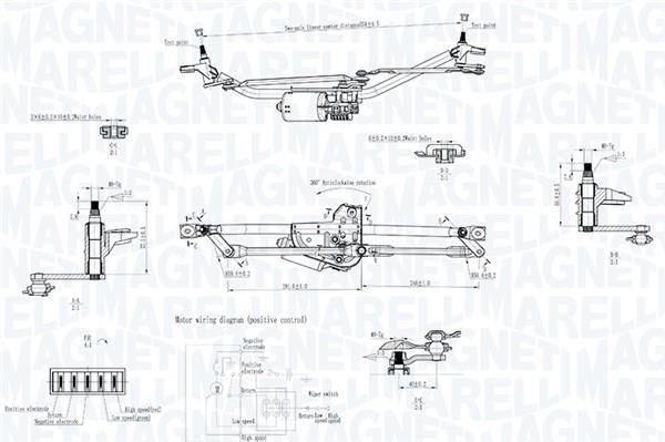 Mécanisme d'essuie glace des phares MAGNETI MARELLI ref. 064351754010
