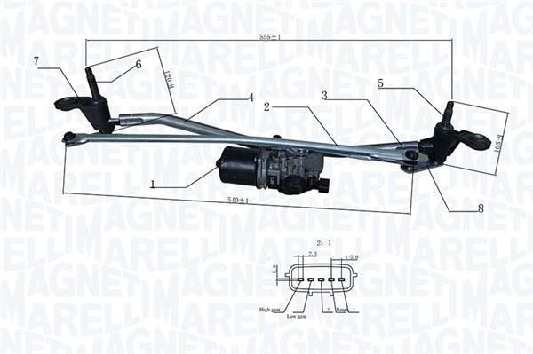 Mécanisme d'essuie glace des phares MAGNETI MARELLI ref. 064351758010