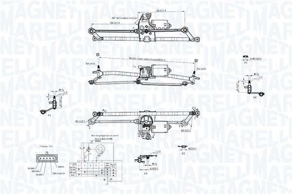 Mécanisme d'essuie glace des phares MAGNETI MARELLI ref. 064351763010