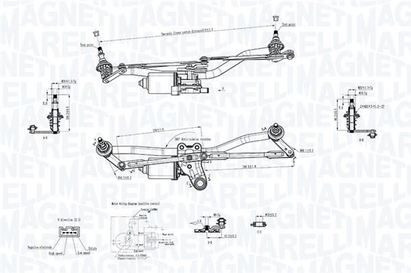 Mécanisme d'essuie glace des phares MAGNETI MARELLI ref. 064351764010