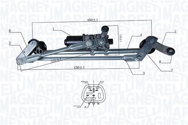 Mécanisme d'essuie glace des phares MAGNETI MARELLI ref. 064351767010