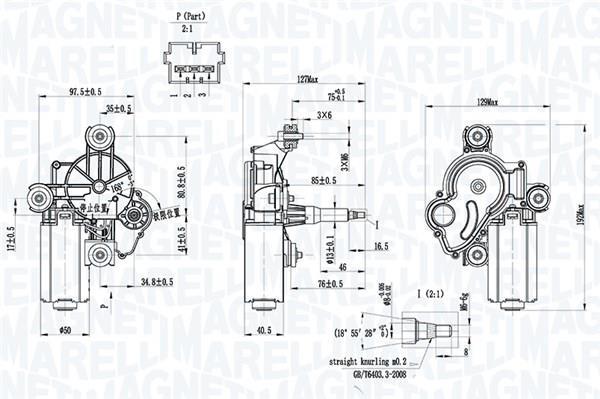 Moteur d'essuie-glace MAGNETI MARELLI ref. 064342011010
