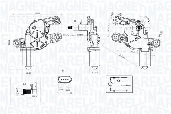 Moteur d'essuie-glace MAGNETI MARELLI ref. 064070400010