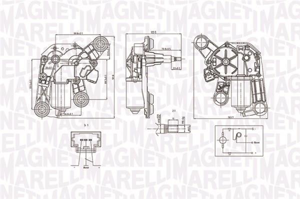 Moteur d'essuie-glace MAGNETI MARELLI ref. 064071400010