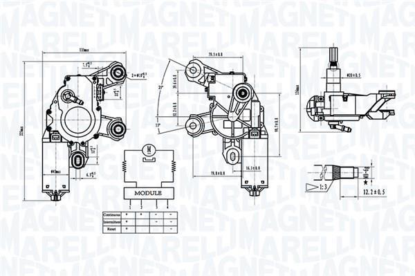 Moteur d'essuie-glace MAGNETI MARELLI ref. 064072300010