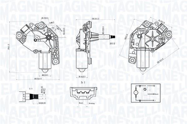 Moteur d'essuie-glace MAGNETI MARELLI ref. 064075700010
