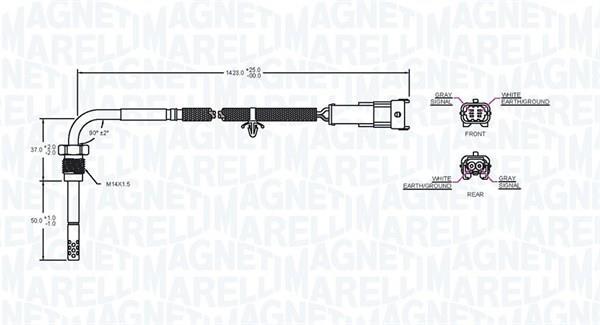 Sensor, temperatura gas de escape MAGNETI MARELLI 172000077010