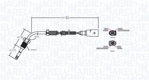 Palpeur, température des gaz MAGNETI MARELLI ref. 172000101010