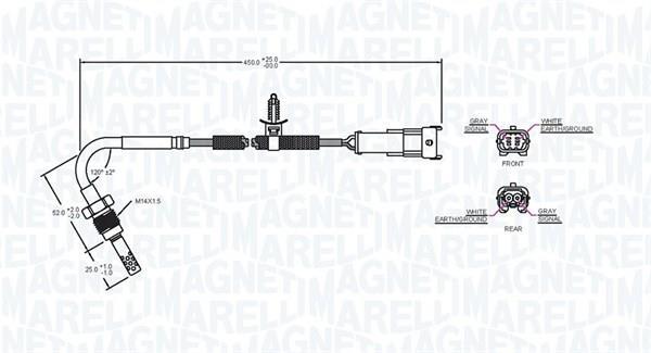 Sensor, temperatura gas de escape MAGNETI MARELLI 172000209010