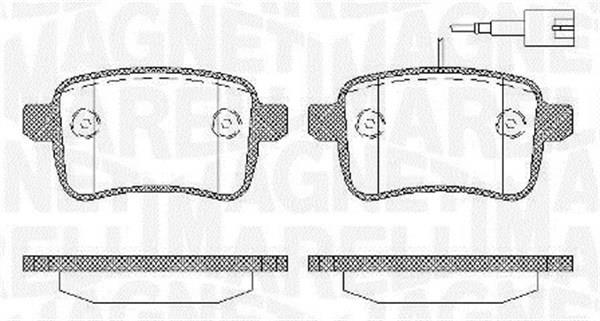 Jeu de 4 plaquettes de frein MAGNETI MARELLI ref. 363916060129