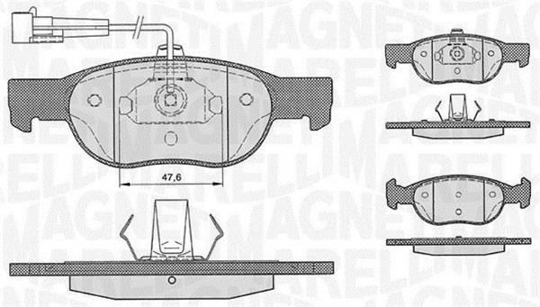 Jeu de 4 plaquettes de frein MAGNETI MARELLI ref. 363916060222