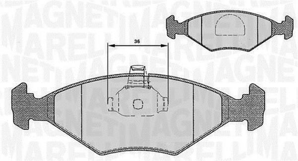 Jeu de 4 plaquettes de frein MAGNETI MARELLI ref. 363916060235