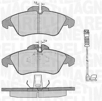 Jeu de 4 plaquettes de frein MAGNETI MARELLI ref. 363916060321
