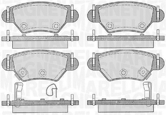 Jeu de 4 plaquettes de frein MAGNETI MARELLI ref. 363916060357