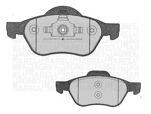 Jeu de 4 plaquettes de frein MAGNETI MARELLI ref. 363916060381