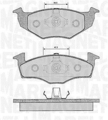 Jeu de 4 plaquettes de frein MAGNETI MARELLI ref. 363916060388