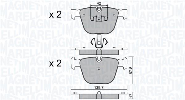 Jogo de 4 pastilhas de travão MAGNETI MARELLI ref. 363916060845