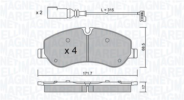 Jogo de 4 pastilhas de travão MAGNETI MARELLI ref. 363916060848
