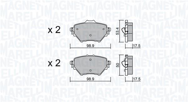 Jogo de 4 pastilhas de travão MAGNETI MARELLI ref. 363916060881
