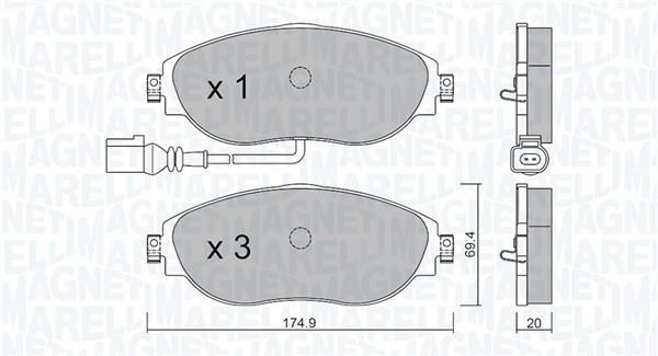 Jogo de 4 pastilhas de travão MAGNETI MARELLI ref. 363916060888