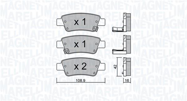 Jogo de 4 pastilhas de travão MAGNETI MARELLI ref. 363916060891