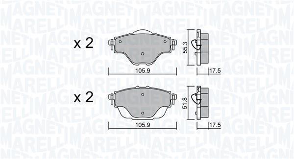 Jogo de 4 pastilhas de travão MAGNETI MARELLI ref. 363916060899