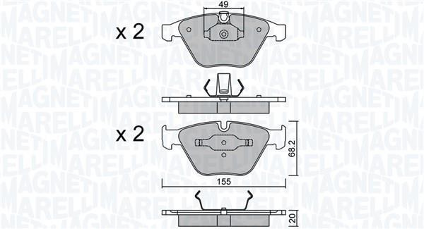 Jogo de 4 pastilhas de travão MAGNETI MARELLI ref. 363916060904