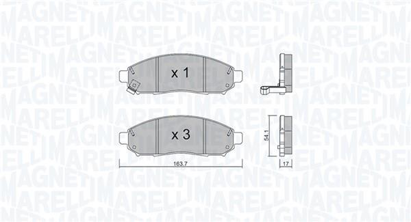 Jogo de 4 pastilhas de travão MAGNETI MARELLI ref. 363916060982