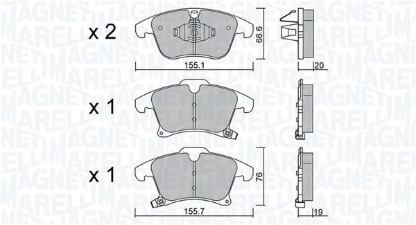 Jogo de 4 pastilhas de travão MAGNETI MARELLI ref. 363916061191
